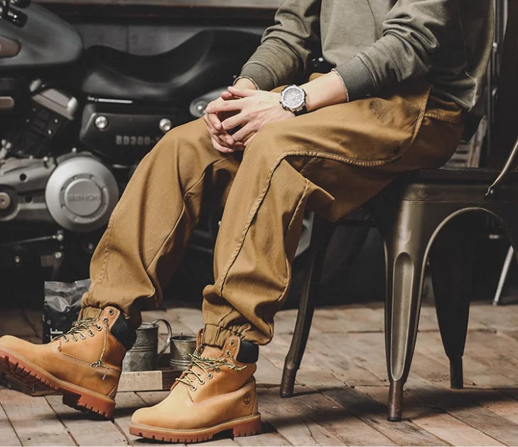 Men's American Retro Leggings Work Pants Loose Haren Casual Pants