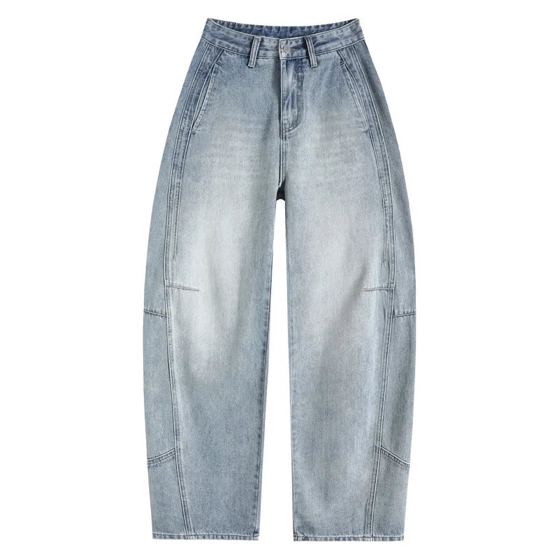 2025 Women Baggy Jeans High Waist Straight Wide Leg Drag Floor Length Banana Pants Vintage Casual