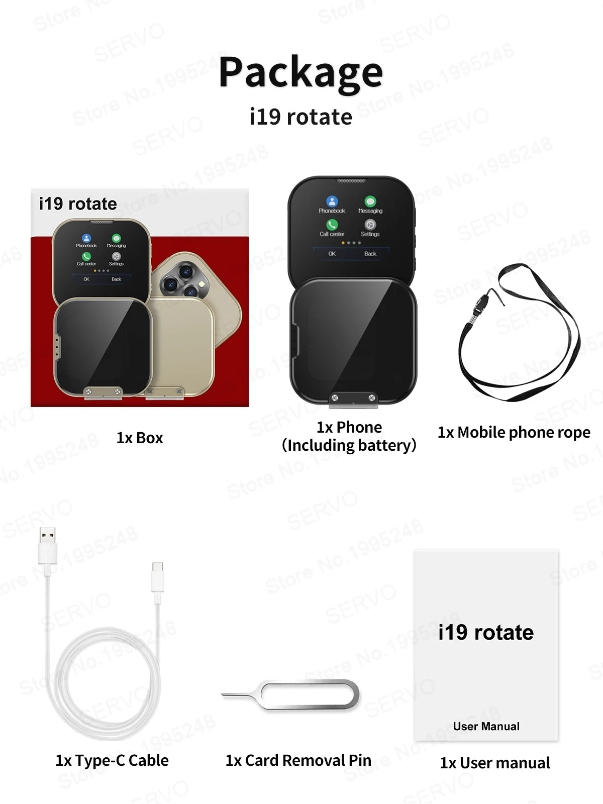 SERVO i19 Rotate Mini Mobile Phone 1.69" Touch Screen 2 SIM Standby Bluetooth Dialer Magic Voice FM Radio 2G GSM Small Cellphone