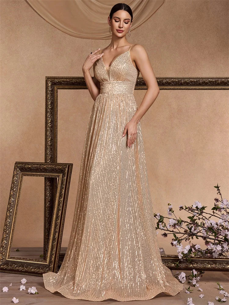 Elegant Sexy Backless Sequins Evening Dress Long 2025 Mermaid Formal Gown Women Wedding Party Dresses Caicktail Graduation  Prom