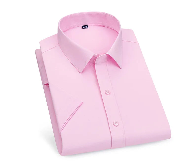 Men's short-sleeved shirt Business casual tooling solid color high-quality non-ironing slim fashion trend top shirt white shirt