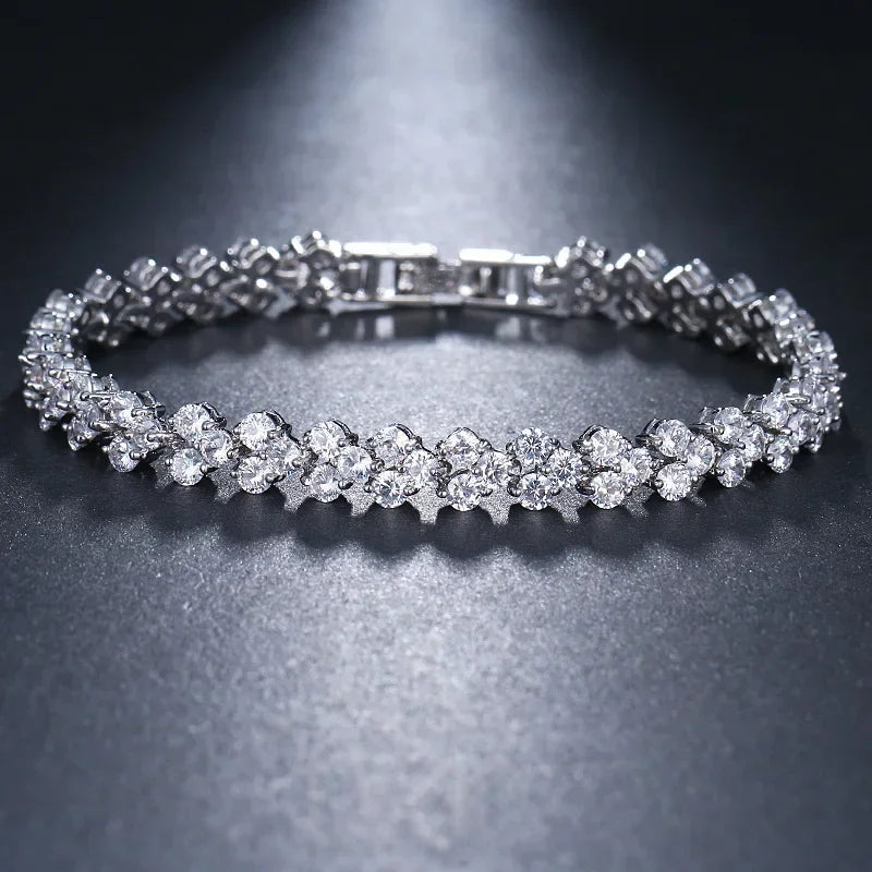 Luxury Hiphop Iced Out  4mm Cubic Zirconia Crystal Tennis Bracelets For Women Men Gold Color Silver Color Bracelet Chain Jewelry