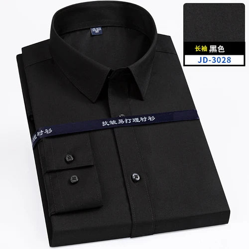 8XL Superfine Denier Bamboo Fiber Micro Elastic Formal Shirts for Men Plus Large Size Casual Slim Fit Long Sleeve Shirts for Men