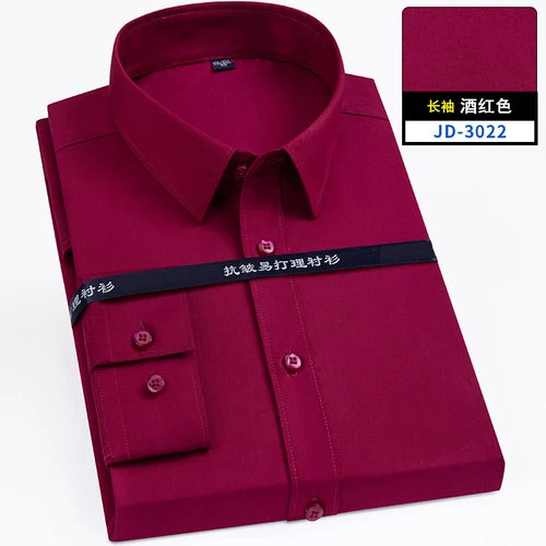 8XL Superfine Denier Bamboo Fiber Micro Elastic Formal Shirts for Men Plus Large Size Casual Slim Fit Long Sleeve Shirts for Men