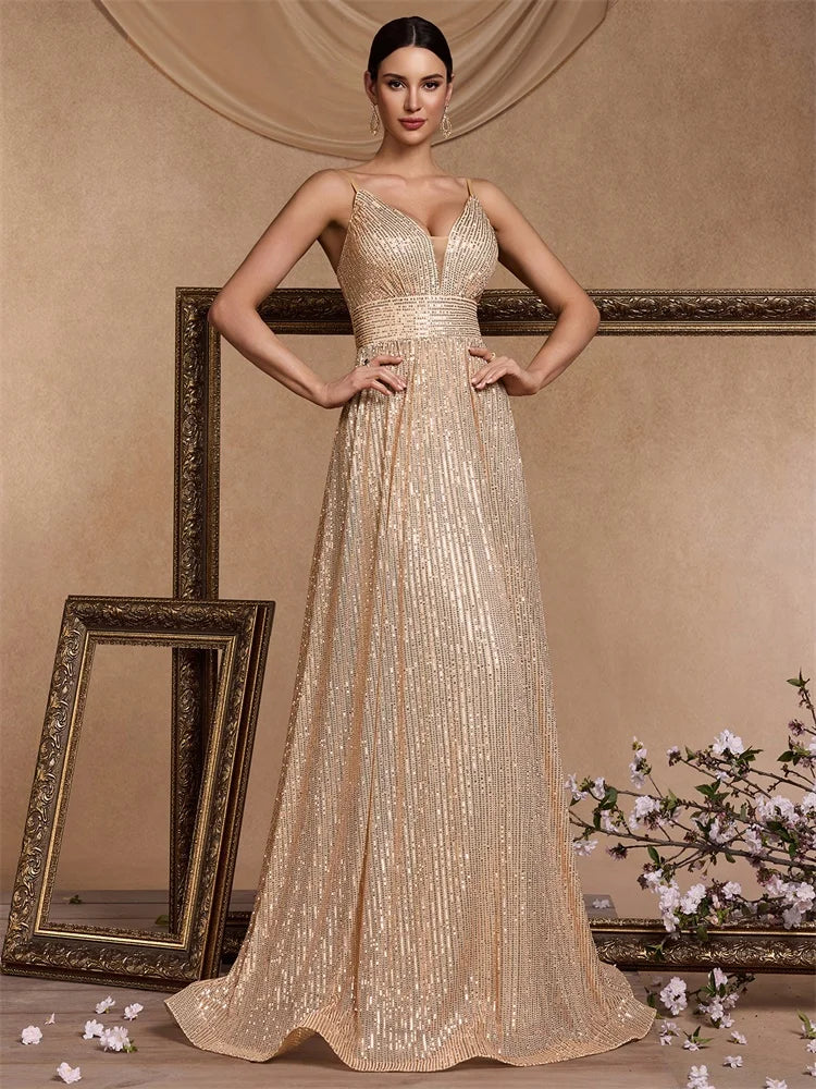 Elegant Sexy Backless Sequins Evening Dress Long 2025 Mermaid Formal Gown Women Wedding Party Dresses Caicktail Graduation  Prom