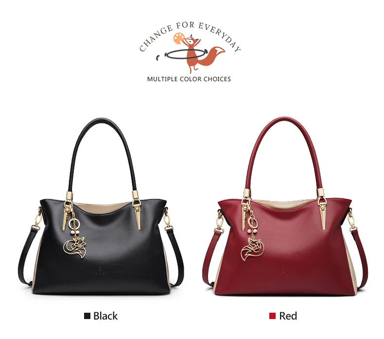 FOXER Elegant Women Shoulder Tote Bag Cowhide Fashion Luxury Design Female Handbag Purse Festival Gift for Wife,Mom