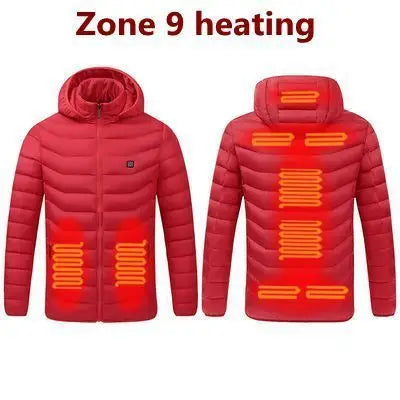 2023NEW Men Heated Jackets Outdoor Coat USB Electric Battery Long Sleeves Heating Hooded Jackets Warm Winter Thermal Clothing