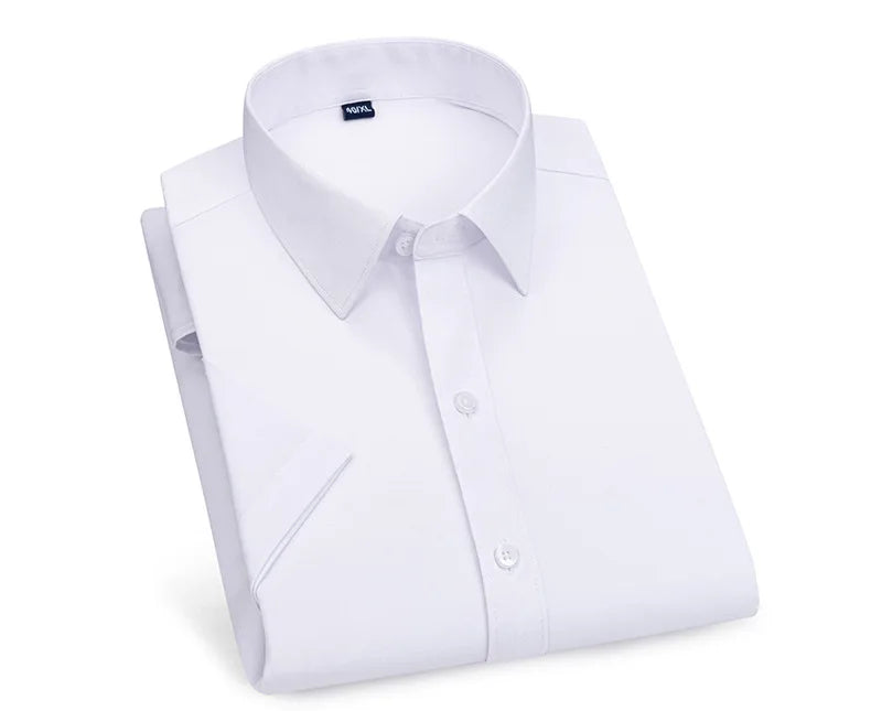 Men's short-sleeved shirt Business casual tooling solid color high-quality non-ironing slim fashion trend top shirt white shirt