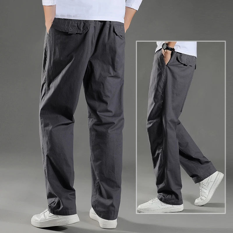 Men's Cargo Pants Cotton Black Work Pants Large Size Summer Casual Climbing Joggers Man Sweatpants Sports Spring Autumn Trousers