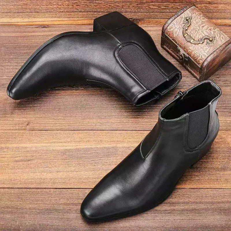 New Chelsea Boots for Men Fashion High Heels Short Boots High Top Platform Boots Men's Shoes Height Increase Botas Para Hombre