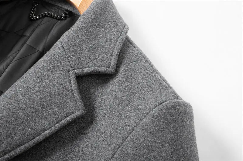 Woolen overcoat for men, fashionable middle-aged mid-length business casual windbreaker, men's woolen coat