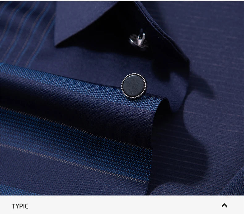 BROWON Formal Shirt Men 2025 Autumn New Long Sleeve Male Shirt Fashion Business Mulberry Silk Striped Shirts for Man Wear