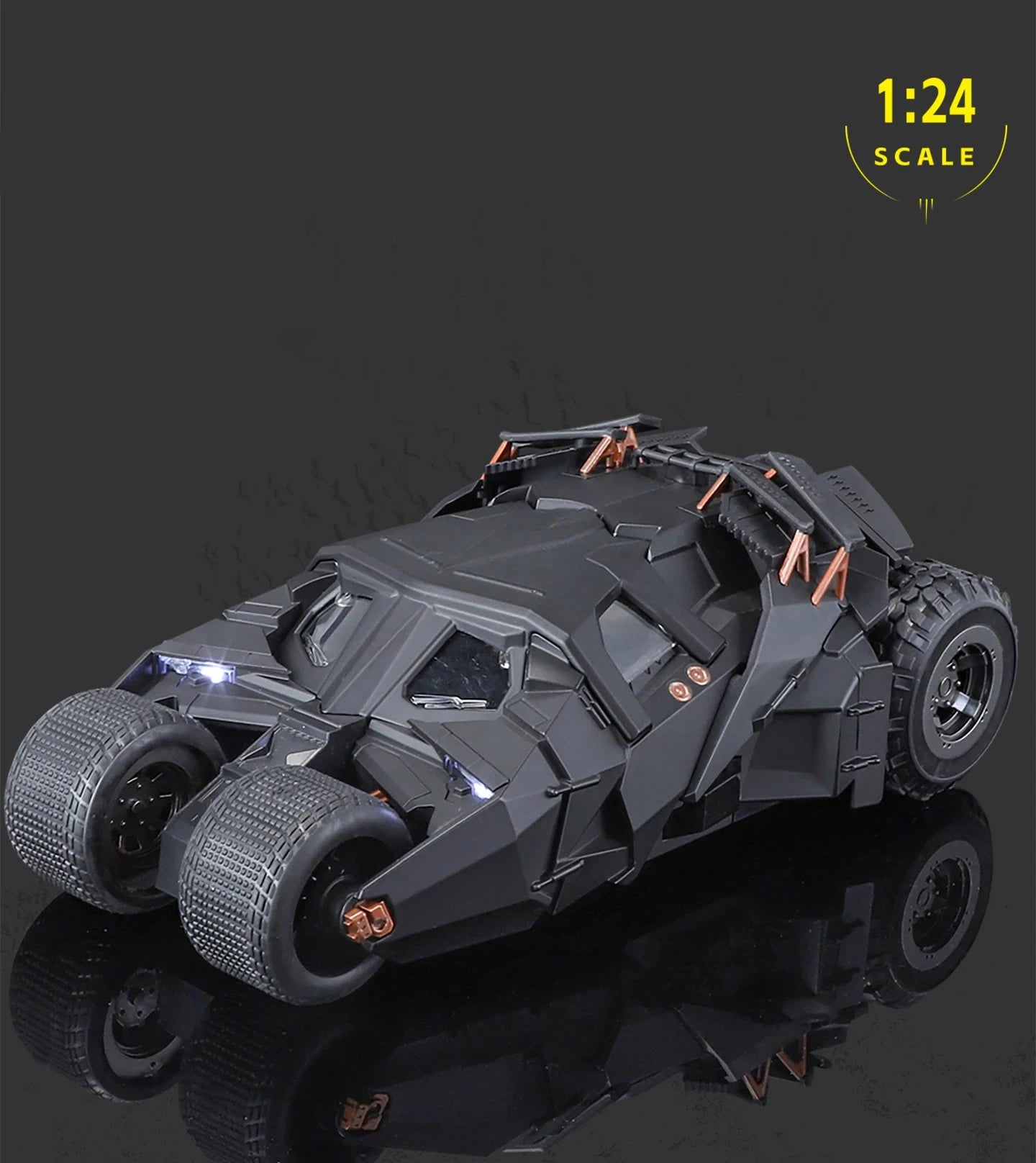 1/24 Classic Movie Car 2008 Batmobile Concept Bat Sports Car Model Metal Racing Car Vehicles Model Sound and Light Kids Toy Gift