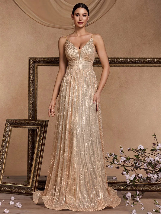 Elegant Sexy Backless Sequins Evening Dress Long 2025 Mermaid Formal Gown Women Wedding Party Dresses Caicktail Graduation  Prom
