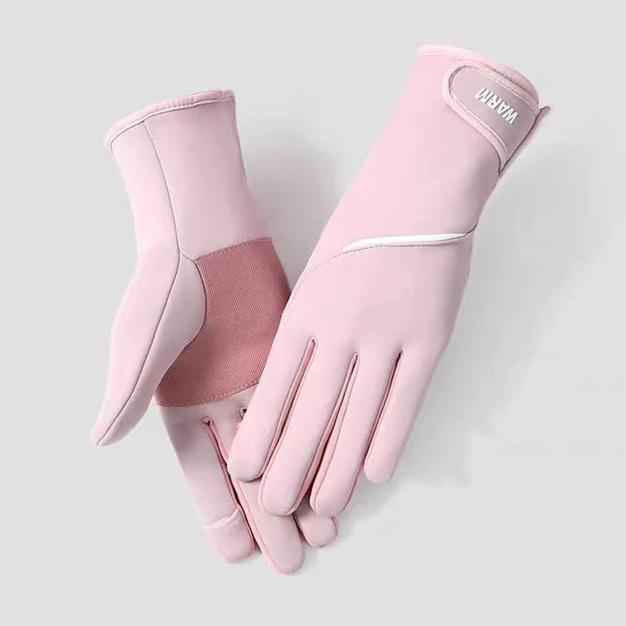 Winter Women's Thermal Gloves Touchscreen Compatible Fleece Lined Full Finger Waterproof Hand Warmer Mitten for Bike Cycling