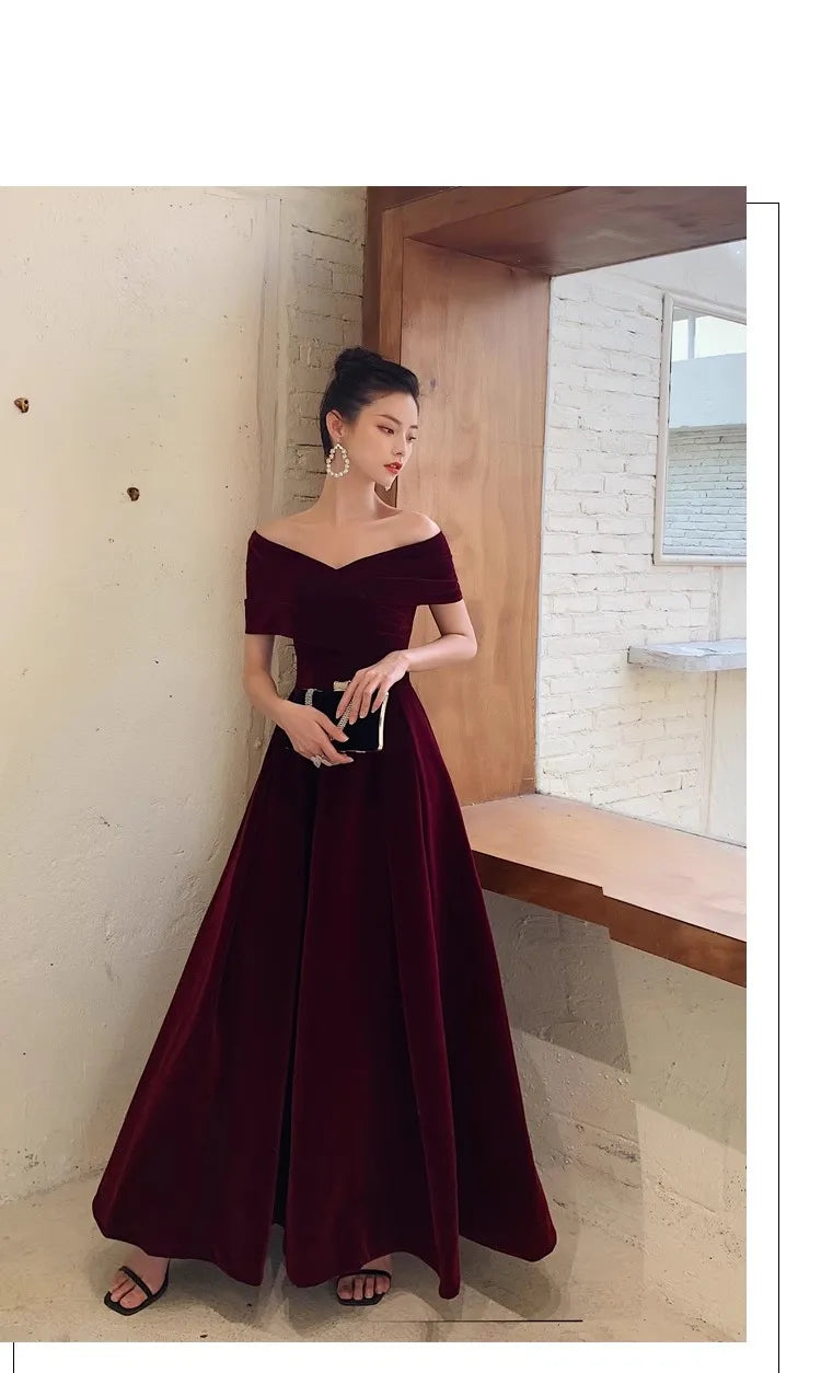 Mauroicardi Spring Long Luxury Elegant Chic Black Soft Velvet Evening Party Wedding Dresses for Women Off Shoulder Maxi Clothes