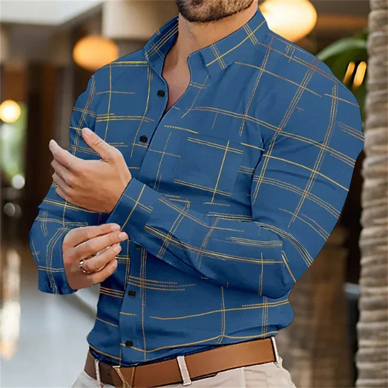 Summer Men's Shirt Long Sleeve XS-6XL Fashionable Lapel Single Breasted Cardigan Real Pockets Hawaiian Casual Men's Shirt