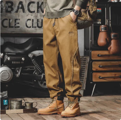 Men's American Retro Leggings Work Pants Loose Haren Casual Pants
