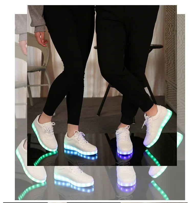 Maogu 2024 Adult Unisex Womens Mens Kid Luminous Sneakers Glowing USB Charge Boys LED Colorful Light-up Shoes Girls Footwear