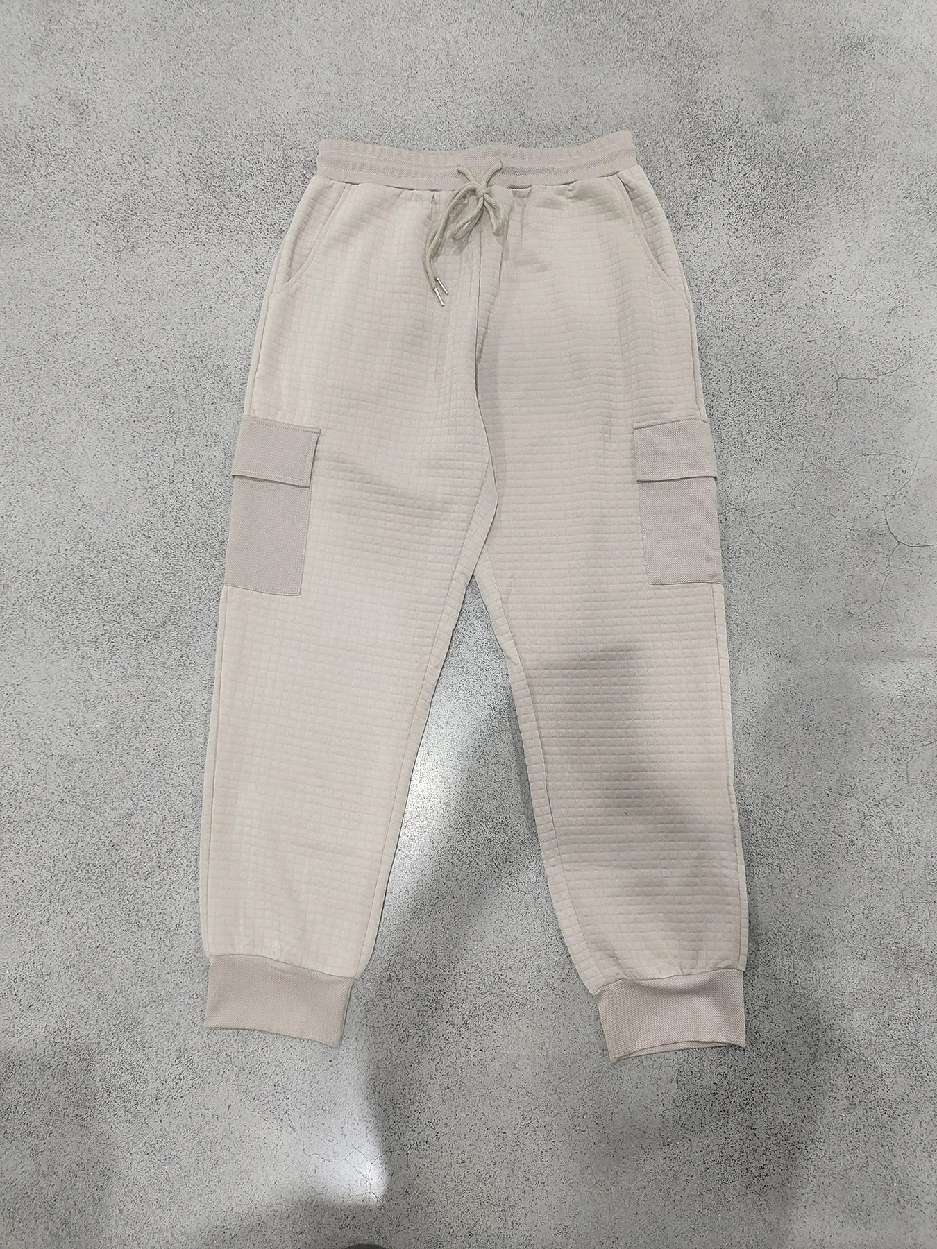 Men's Clothing  Pants Autumn Winter Fashion Casual Heavyweight Small Check Loose Jogger Sweatpants Waffles