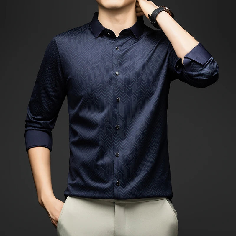 BROWON Men Shirt Long Sleeve Autumn 2025 New Solid Color Casual Luxury Shirt  Man Business Office Slim Shirts for Men Clothes