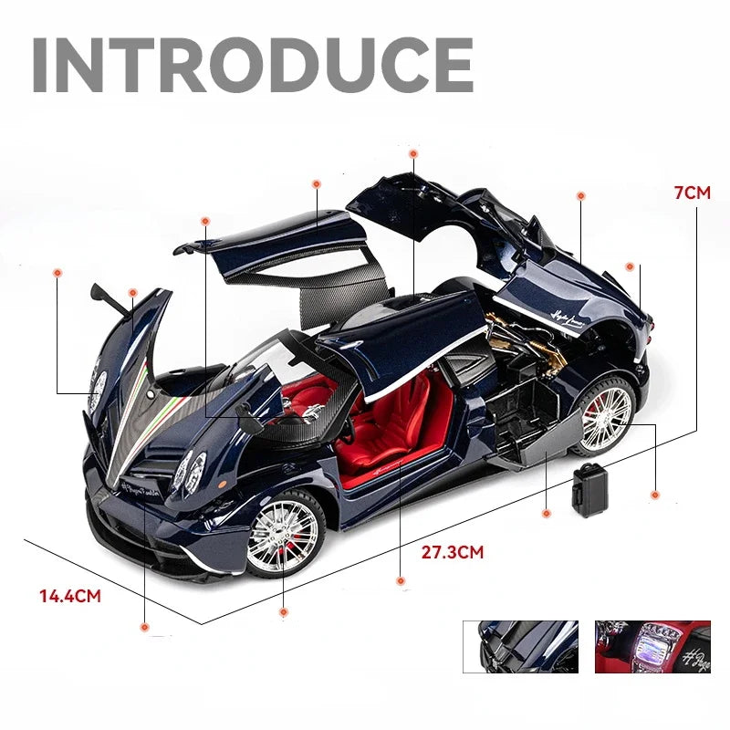 1:18 Pagani Huayra Dinastia Supercar Alloy Diecasts & Toy Vehicles Metal Toy Car Model Sound and light Collection Kids Toy G96