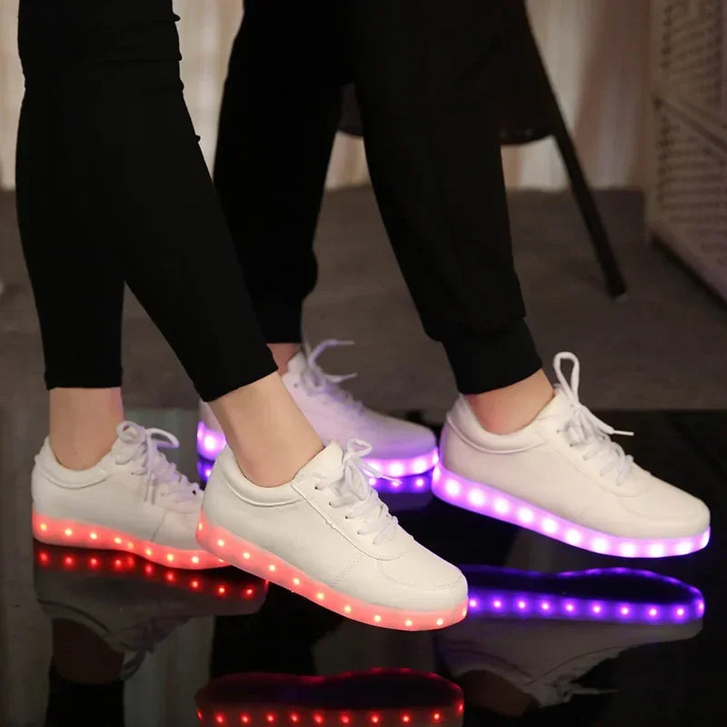 Maogu 2024 Adult Unisex Womens Mens Kid Luminous Sneakers Glowing USB Charge Boys LED Colorful Light-up Shoes Girls Footwear