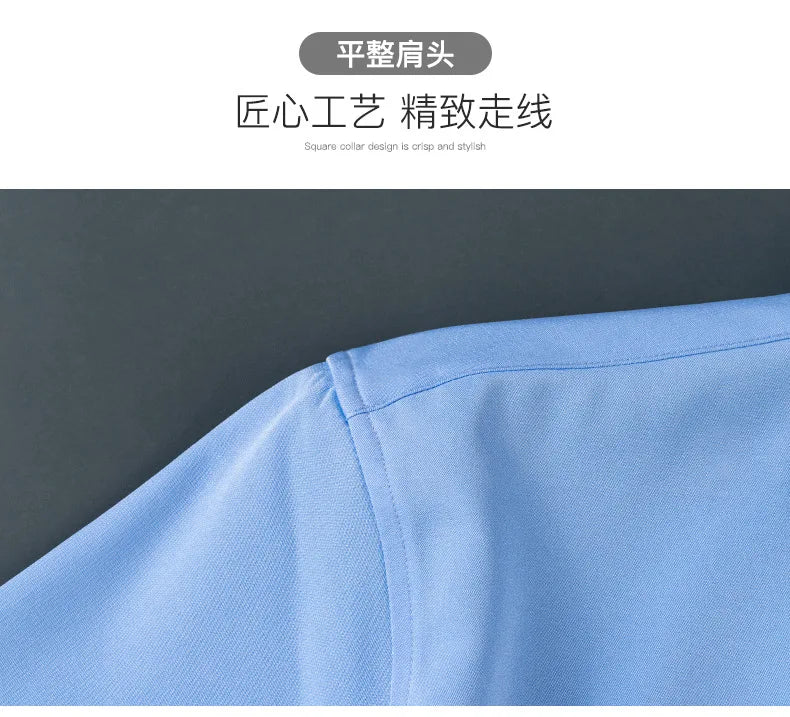 Men's short-sleeved shirt Business casual tooling solid color high-quality non-ironing slim fashion trend top shirt white shirt