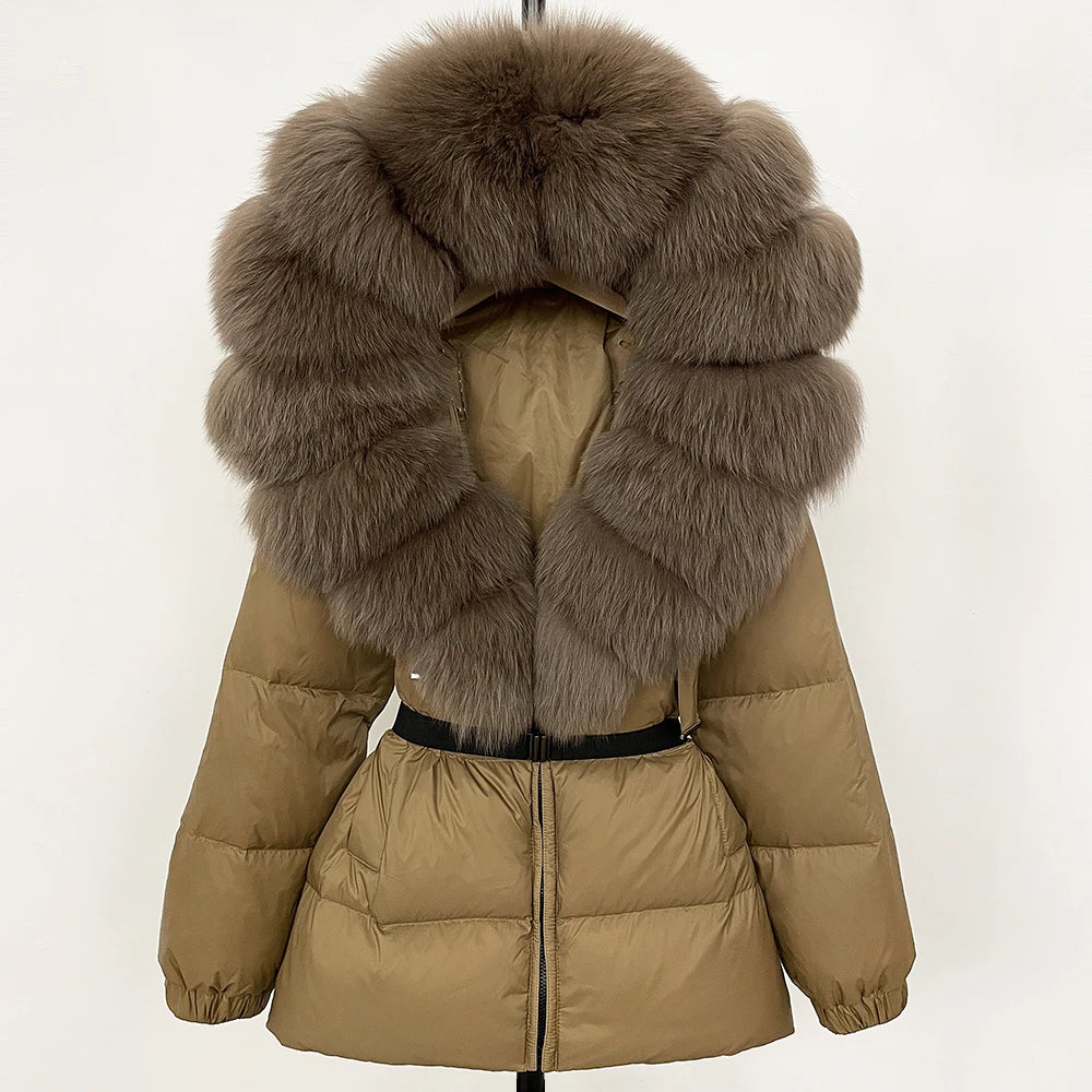 OFTBUY 2025 Winter Clothing Puffer Jacket Women Real Fox Fur Hooded Thick Warm 90% White Duck Down Coat Female Parkas Waterproof