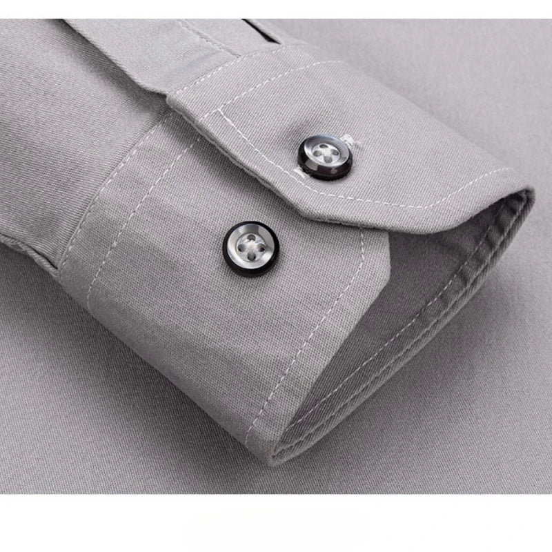 7XL Solid Color 100 Cotton Long Sleeve Shirt Men Business Casual White Shirt Black Blue Men Shirt Long Sleeve Slim Fit Pocket