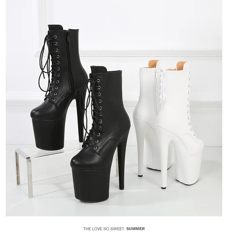 Matte Colors Ankle Pole Dance Heels Western Boots Women 15cm 17cm 20 High Platform Strip Ankle Boots Sexy Knight Stiletto Boots