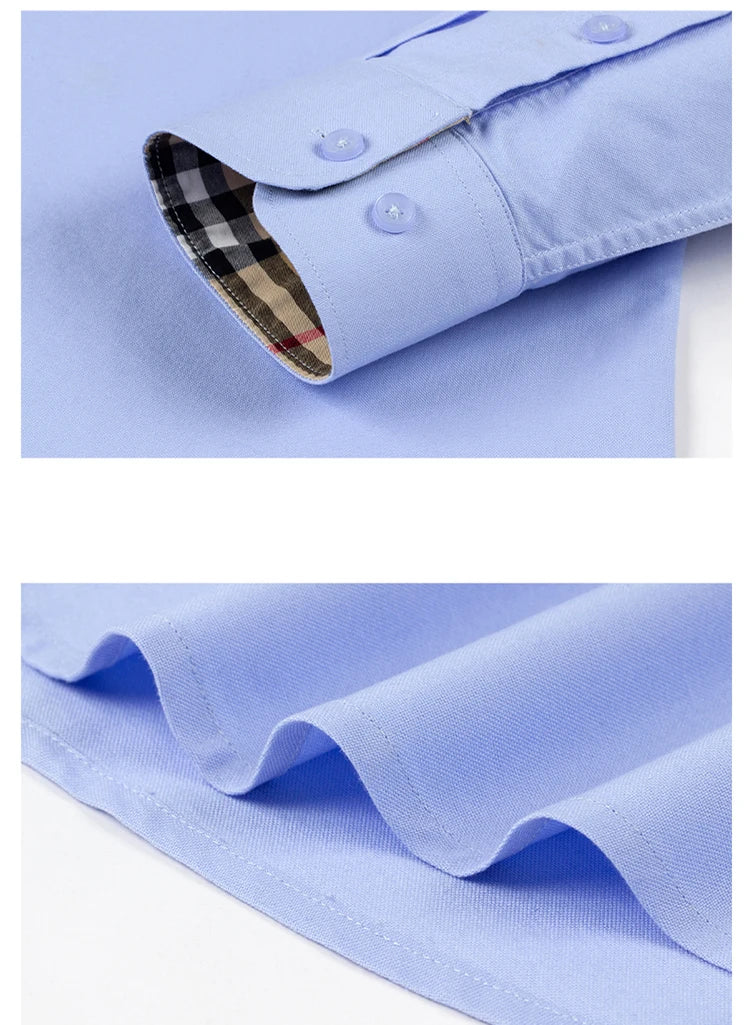 New in shirt 100%cotton oxford long-sleeve shirts for men slim fit formal plain shirt hight qulity plaid soft office clothes