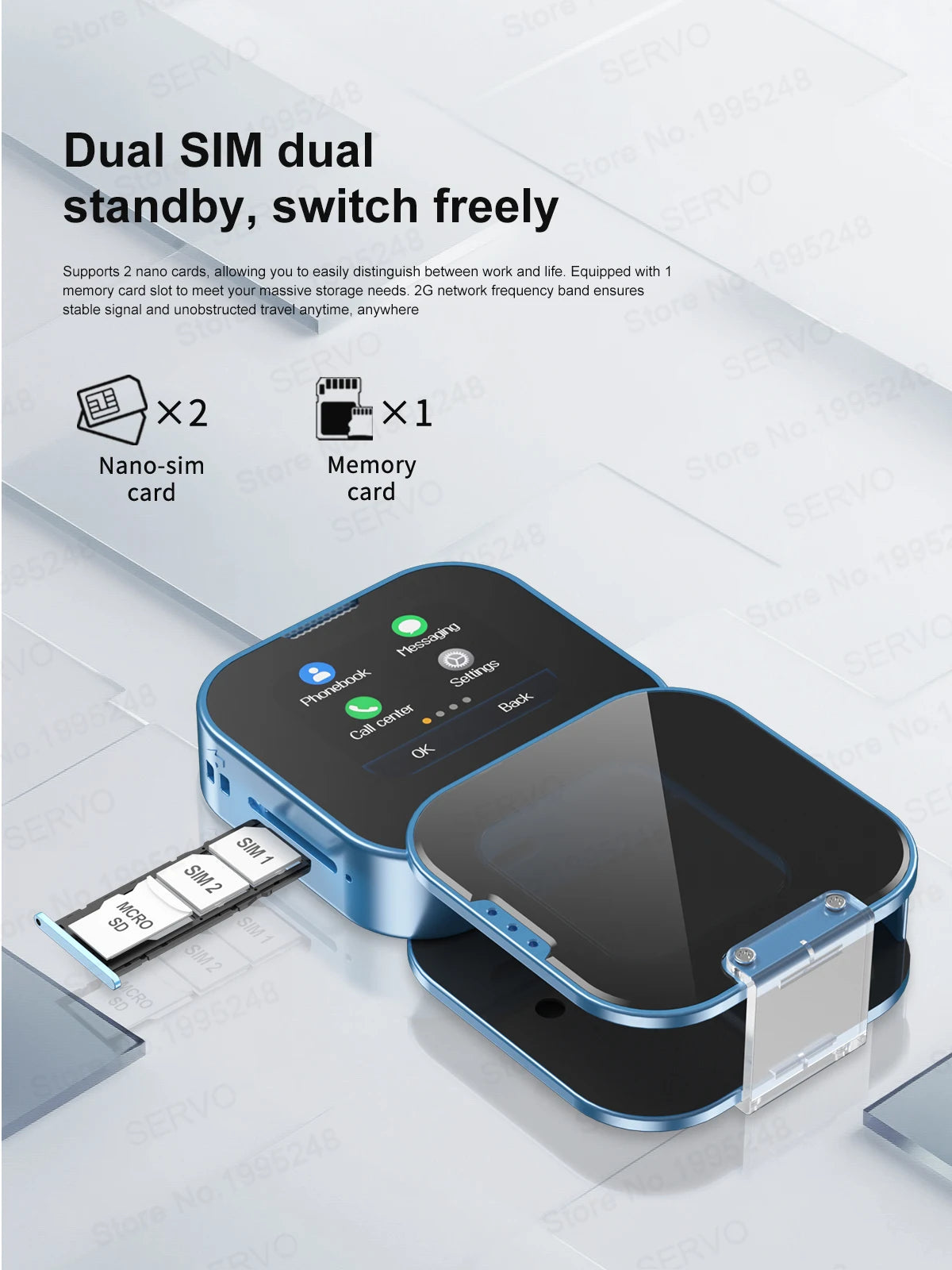 SERVO i19 Rotate Mini Mobile Phone 1.69" Touch Screen 2 SIM Standby Bluetooth Dialer Magic Voice FM Radio 2G GSM Small Cellphone