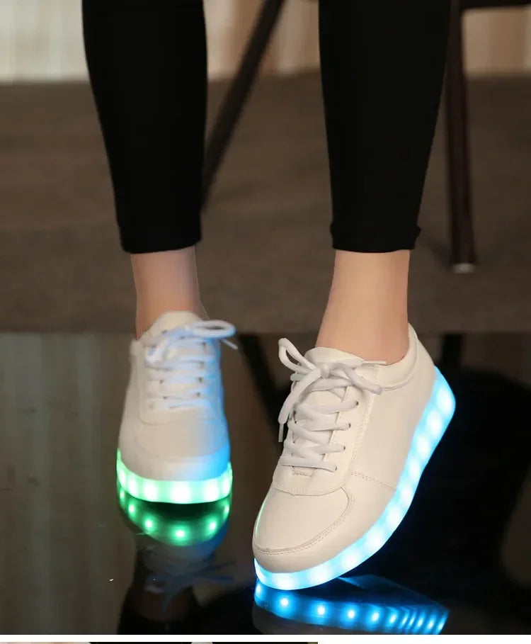 Maogu 2024 Adult Unisex Womens Mens Kid Luminous Sneakers Glowing USB Charge Boys LED Colorful Light-up Shoes Girls Footwear