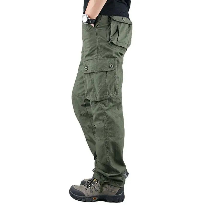 Solind Cotton Multi Flap Pockets Men's Straight Leg Cargo Pants Loose Casual Outdoor Pants Men's Work Pants For Hiking Tactical