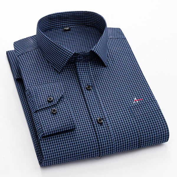 Além de tamanho grande 2023 m-5xl ajuste fino dos homens negócios casual camisa de mangas compridas clássico listrado masculino