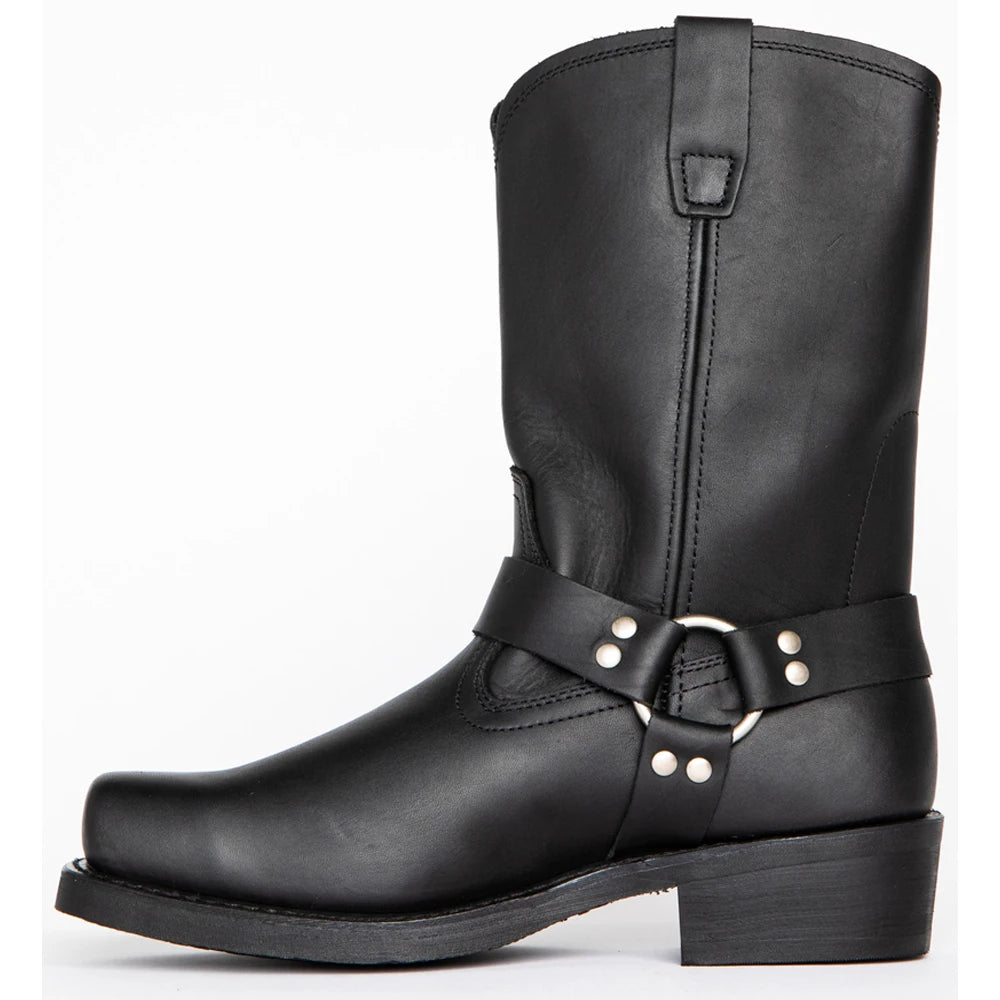 Retro Cowboy Boots Men Mid Calf Western Boots Men Pu Leather Boots Man Slip On Shoes Winter Knight Boots Booties Plus Size 39-48