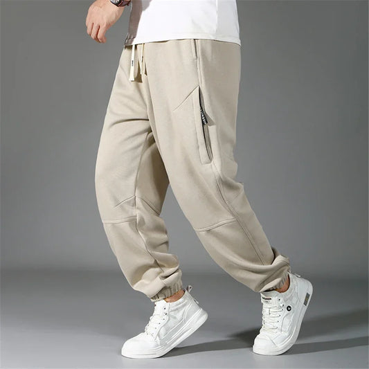 Extra Big Size Men's Pants Elastic Waist Loose Fit Jogger Male Spring Plus Large Sweatpant Fat Baggy Sport Trousers