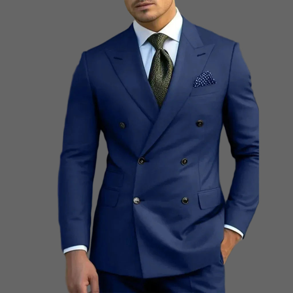 man 2 piece outfit set Pointed collar high-quality slim jackets men's suit with peak lapel for wedding Summer beach