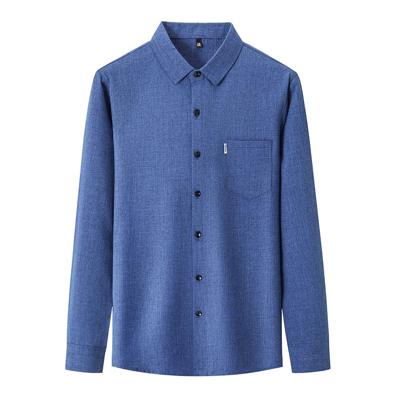 New Men's Business Casual Long Sleeved Printed Shirt with Wrinkle Resistance No Ironing Comfortable All Season Versatile Top