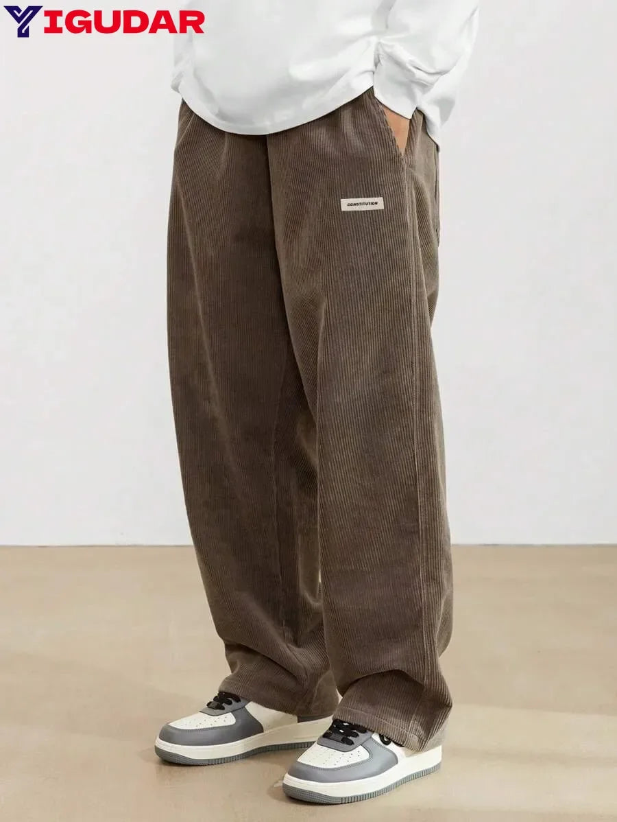 Corduroy pants men clothing Sweatpants Loose-Fit Casual Pants man baggy hosen Regular Length Trousers men cargo pants women