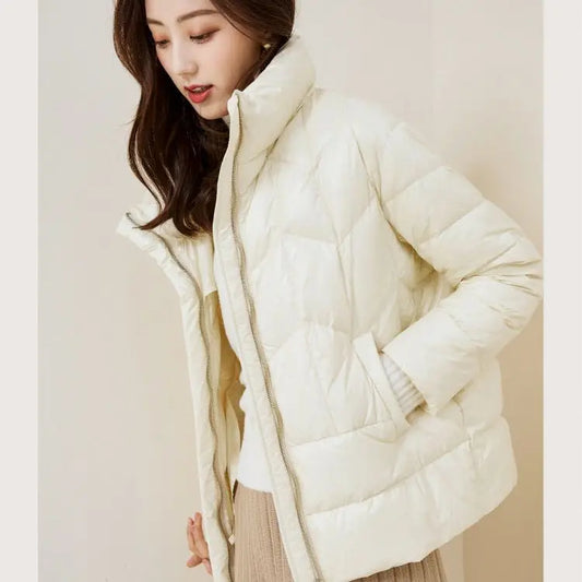 2025 Winter New Women Short Cotton-padded Jackets Female Korean Stand Collar Overcoats Ladies Solid Color Warm Coats A195