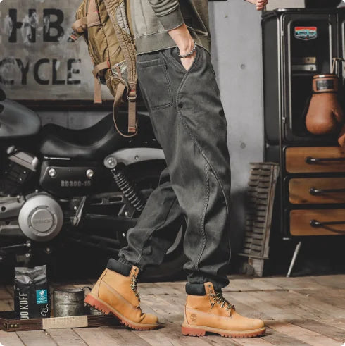 Men's American Retro Leggings Work Pants Loose Haren Casual Pants
