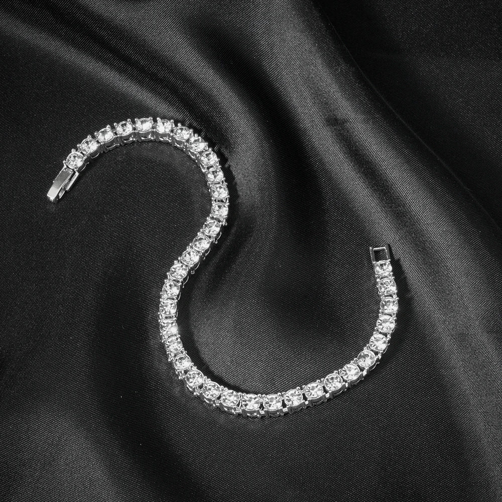 Hip Hop 5MM Tennis Chain Iced Out Bracelet Necklace Men Fashion Silver Color Tennis Jewelry Chains Women 20inch Choker Punk Gift