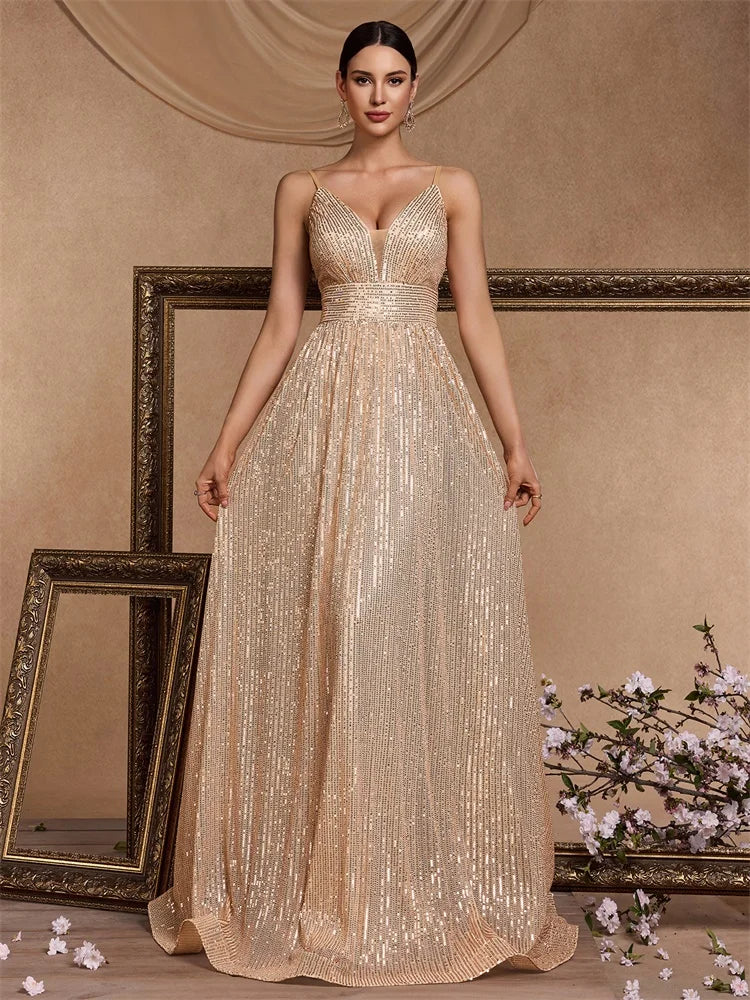 Elegant Sexy Backless Sequins Evening Dress Long 2025 Mermaid Formal Gown Women Wedding Party Dresses Caicktail Graduation  Prom