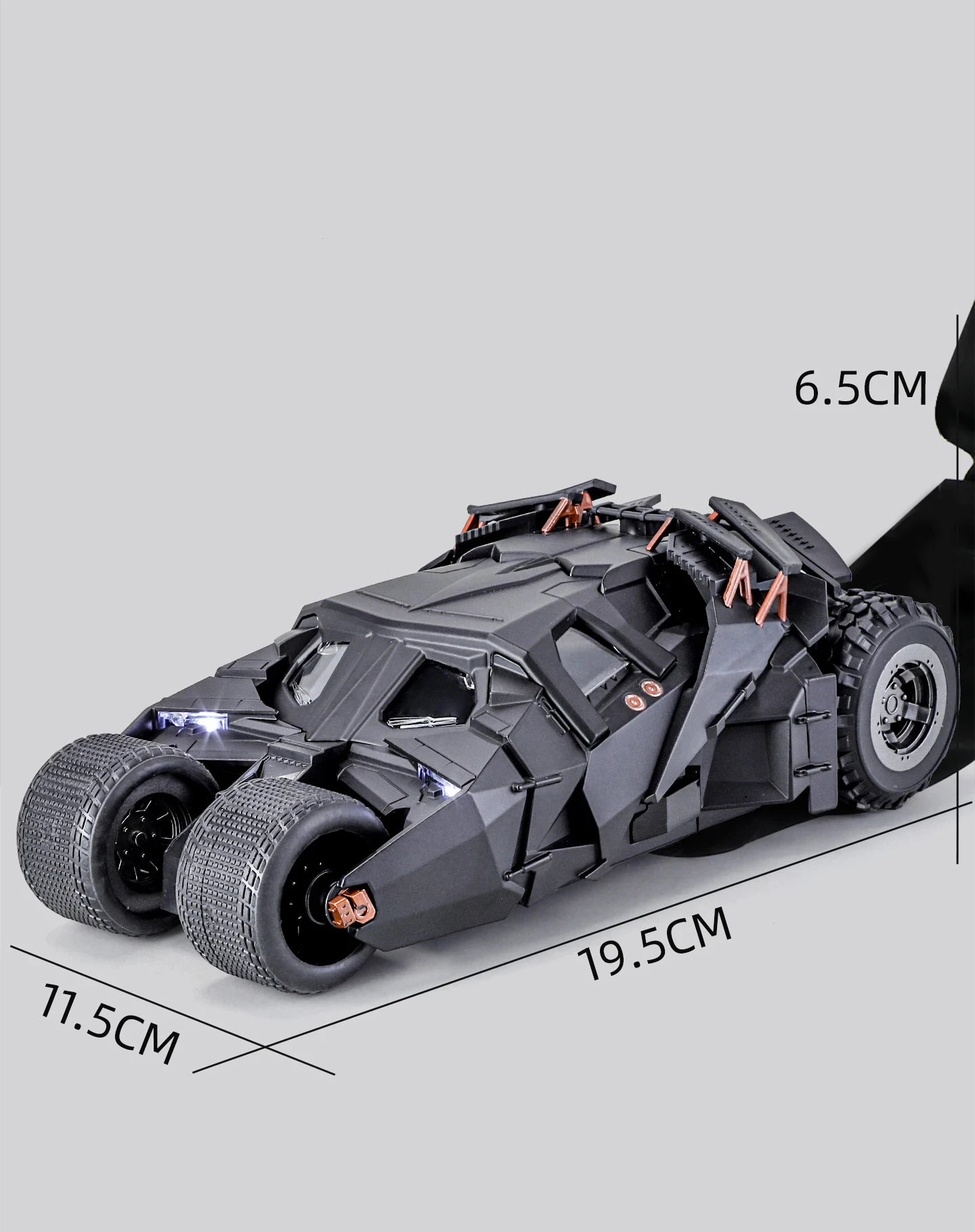 1/24 Classic Movie Car 2008 Batmobile Concept Bat Sports Car Model Metal Racing Car Vehicles Model Sound and Light Kids Toy Gift