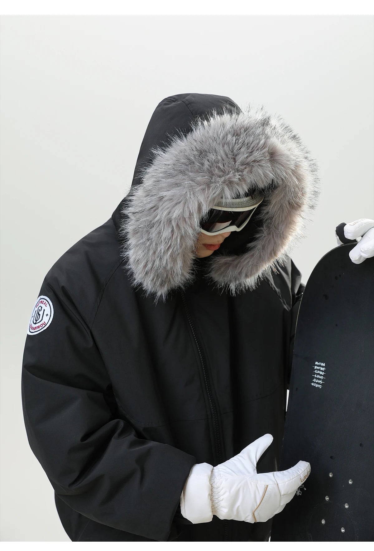 HANGRY 2025 Men's Detachable Fur Hood Parka Short Box Quilted Jacket Water-Resistant Workwear Winter Coat Thermal Insulated