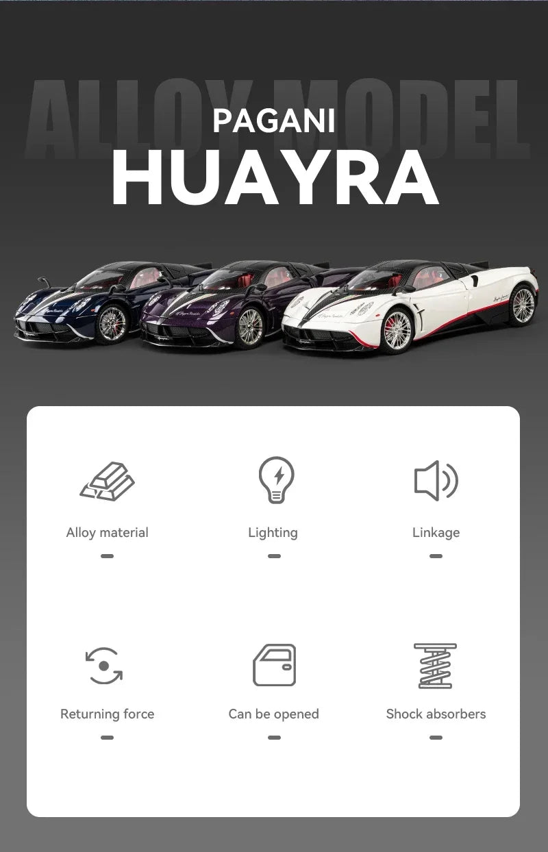 1:18 Pagani Huayra Dinastia Supercar Alloy Diecasts & Toy Vehicles Metal Toy Car Model Sound and light Collection Kids Toy G96