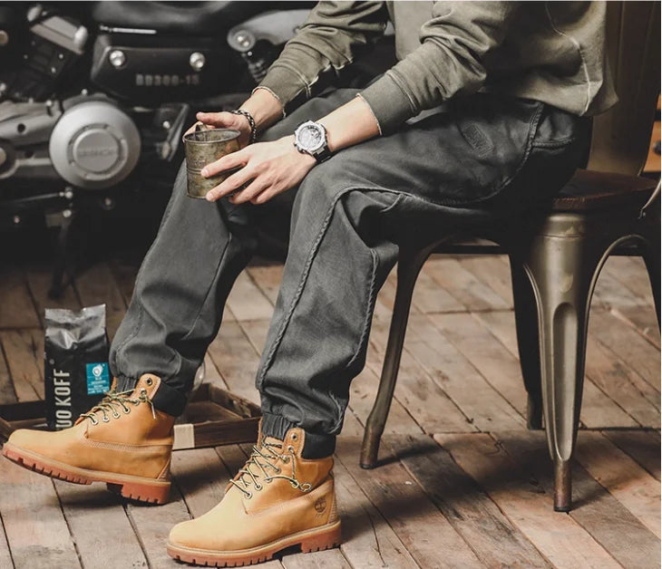 Men's American Retro Leggings Work Pants Loose Haren Casual Pants