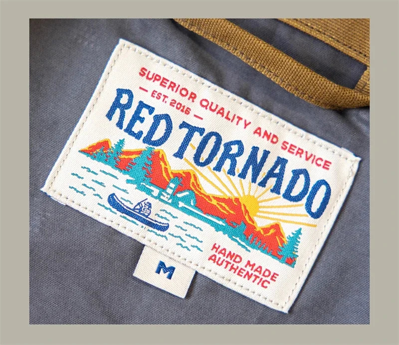 Red Tornado Waxed Canvas Cruiser Jacket Water Resistant Rugged Style Men's Work Outerwear